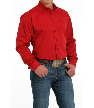 Cinch MTW1105526 CINCH MENS RED W/NAVY STRIPES L/S BUTTON DOWN