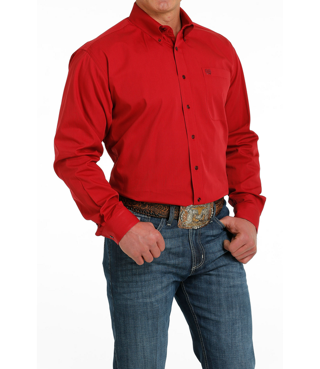 MTW1105526 CINCH MENS RED W/NAVY STRIPES L/S BUTTON DOWN