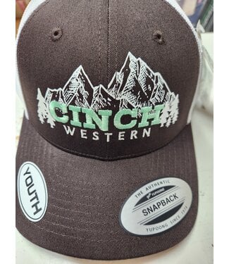 Cinch MCC0606016 CINCH YOUTH TRUCKER CAP BROWN W/GREEN CINCH EMBROIDERY OSFA