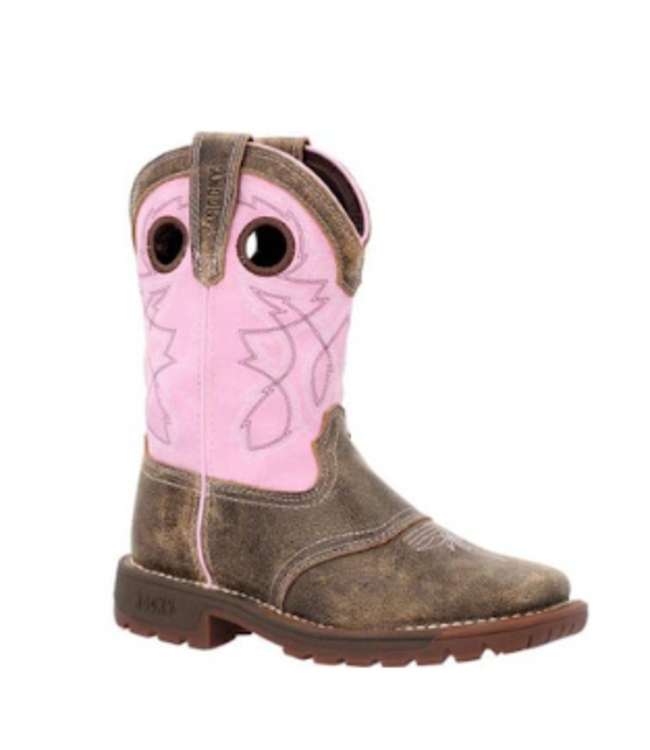 8"BROWN AND PINK WESTERN BOOT