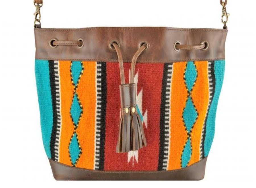 Western Fringe Purse in Native Wool and Leather Cowgirl 