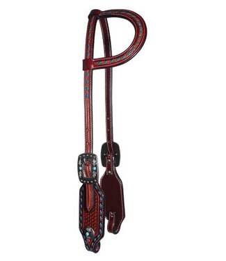 Professional's Choice 3P1011 BASKET WEAVE COLLECTION - BLUE BUCKSTITCHING SINGLE EAR HEADSTALL