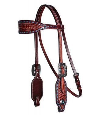 Professional's Choice 3P4011 PROFESSIONAL CHOICE BASKET WEAVE COLLECTION - BLUE BUCKSTITCHING BROWBAND HEADSTALL
