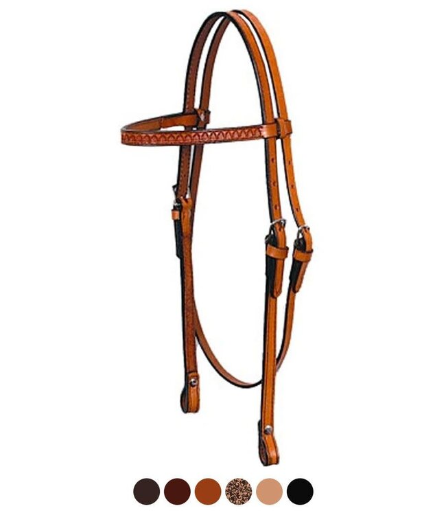 CIRCLE Y SHELL TOOLED 5/8" BROWBAND HEADSTALL