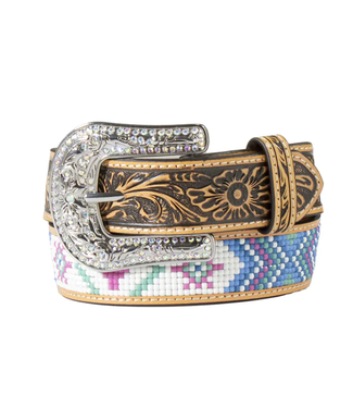 Angel Ranch MULTI-COLORED BEADED CACTUS INLAY BELT