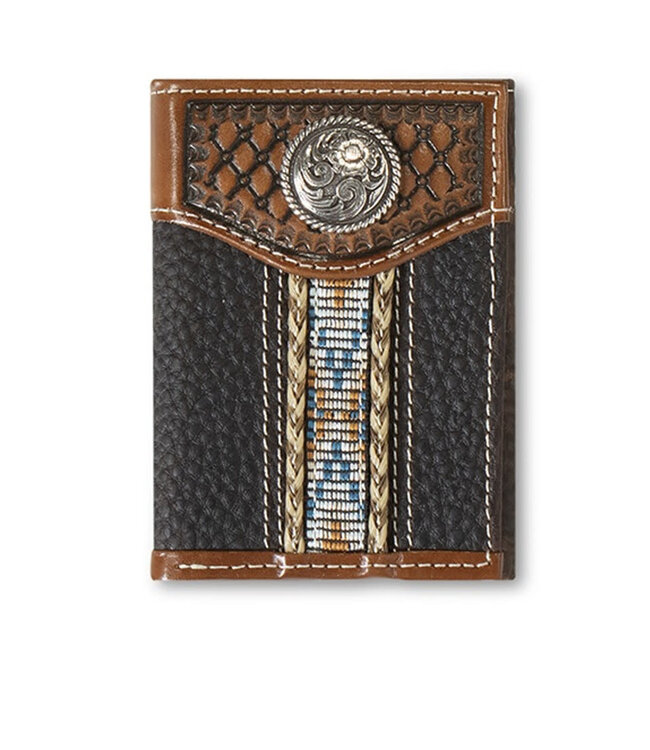 A35541282 ARIAT TRIFOLD SOUTHWESTERN BROWN WALLET