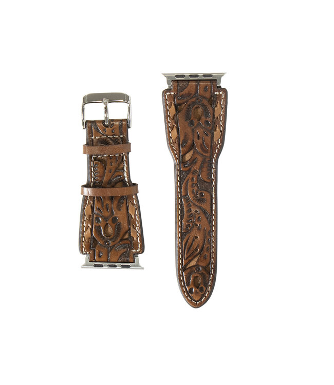 APPLE WATCHBAND FLORAL OVERLAY BROWN