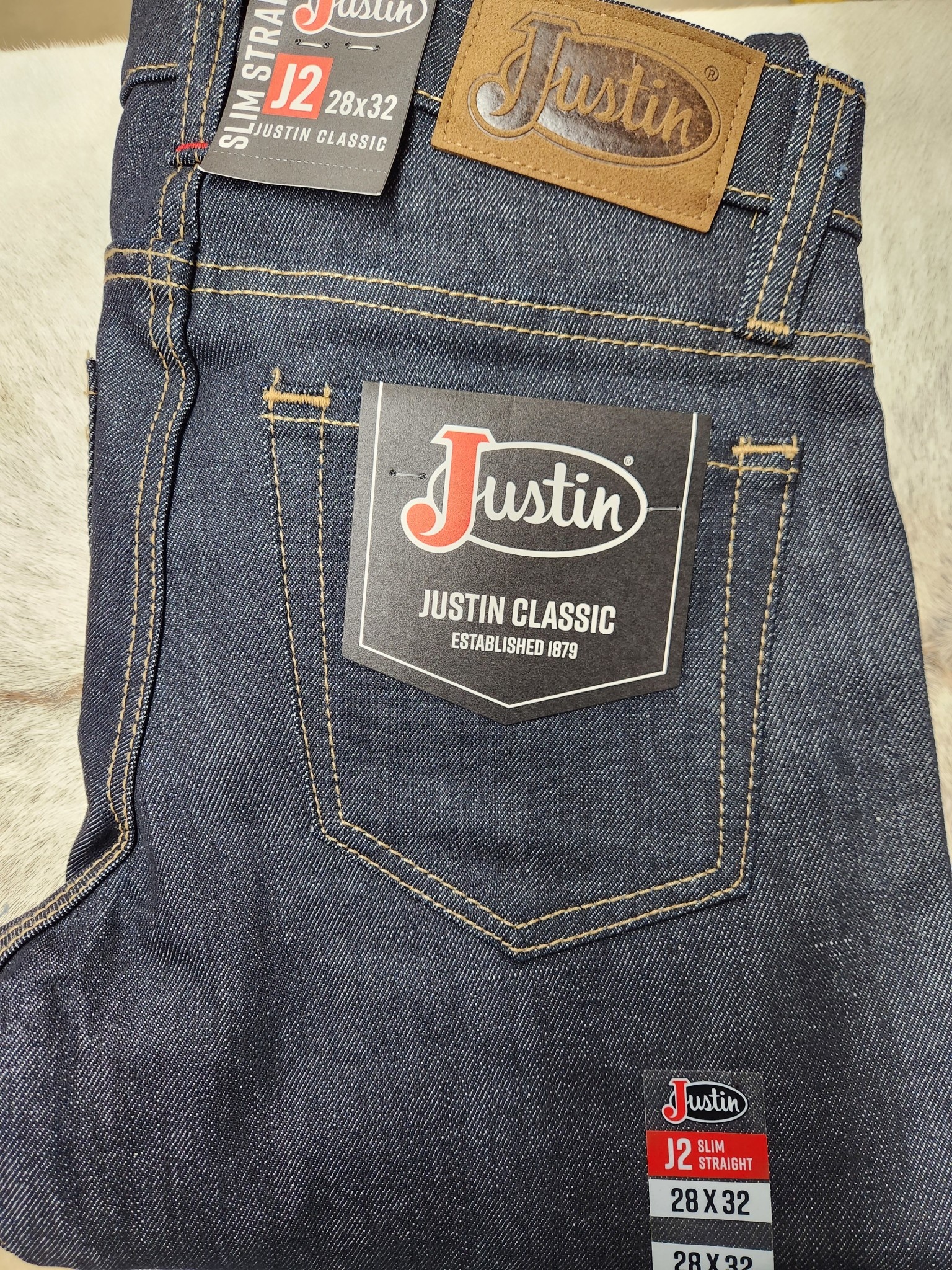 Justin JC-721551 JUSTIN MEN'S J2 CLASSIC SLIM STRAIGHT UNWASHED JEAN - A  Bit of Tack
