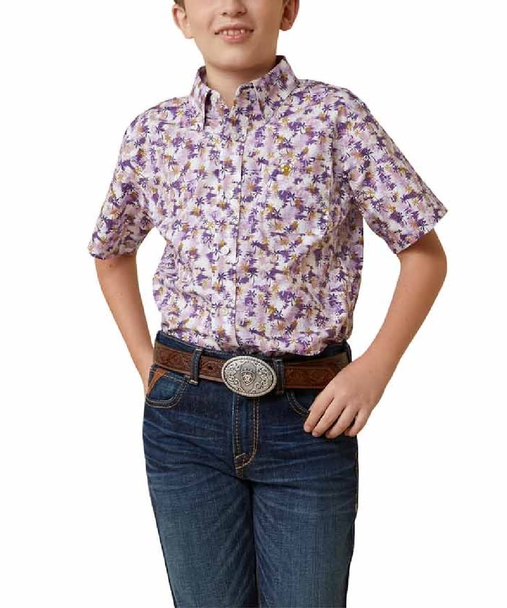 Ariat 10044919 ARIAT BOYS MAXIMILIAN CLASSIC S/S SHIRT LILAC - A  