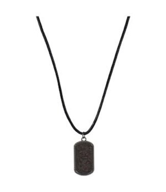 Justin NECKLACE DOG TAG STYLE PENDANT W/TOOLED LEATHER 22"