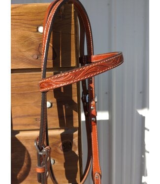 Circle Y 0233-8344  CIRCLE Y FLORAL TOOLED BROWBAND HEADSTALL REGULAR OIL