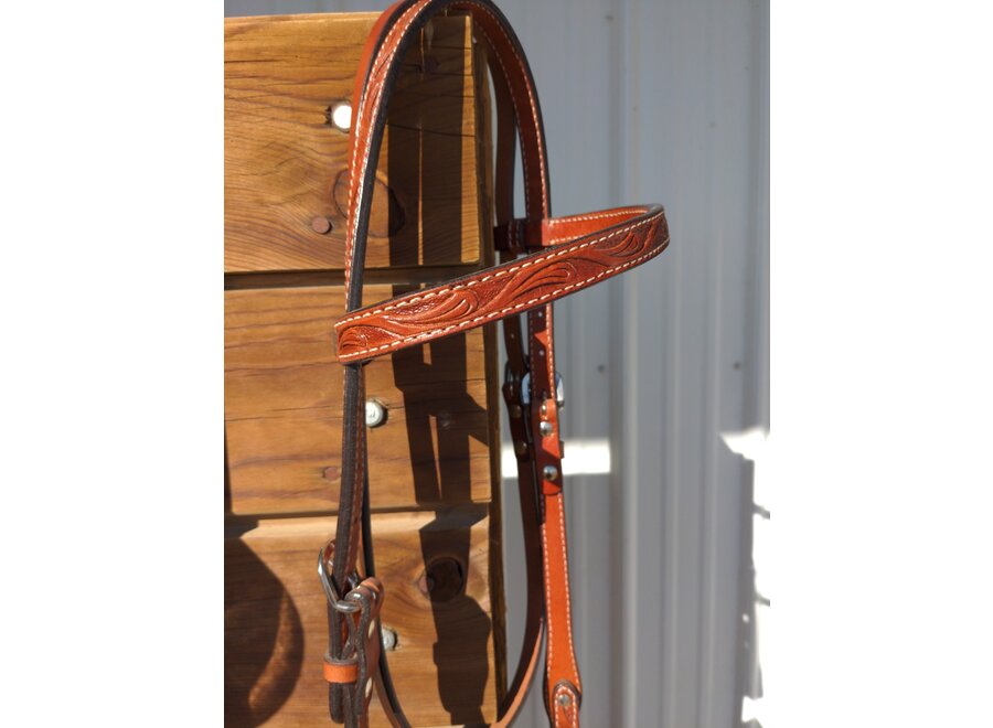 0233-8344  CIRCLE Y FLORAL TOOLED BROWBAND HEADSTALL REGULAR OIL