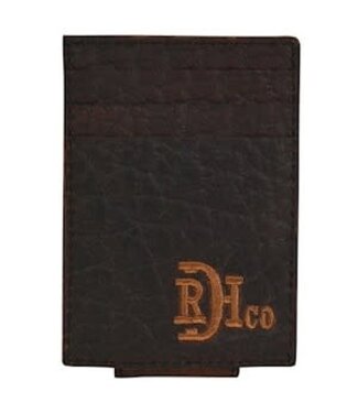 RED DIRT HAT CO MENS CARD CASE W/MAGNETIC CLIP BISON GRAIN LEATHER