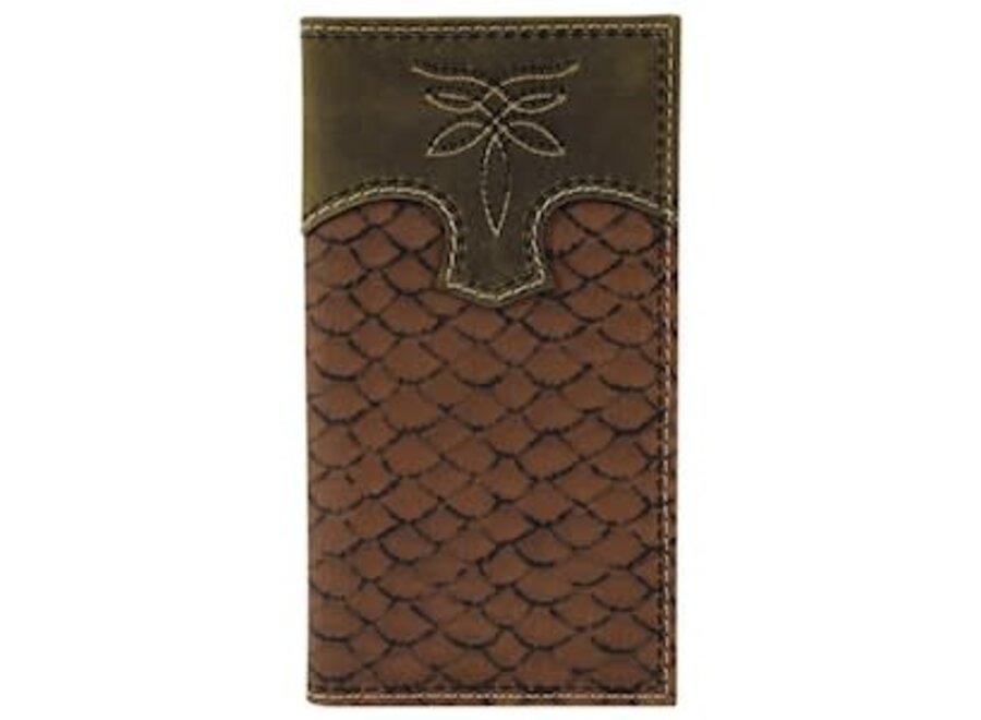 22099322W4 TONY LAMA TRIFOLD WALLET BROWN OSTRICH LEATHER - A Bit of Tack