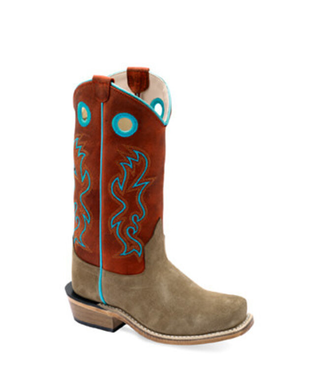 8206 OLD WEST YOUTH RED & TURQUOISE SHAFT W/SQUARE TOE BOOTS