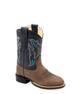 Old West BLACK & TURQUOISE SHAFT ROUND TOE BOOTS