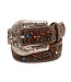 A1304027 ARIAT BELT BROWN & TURQUOISE W/FLORAL OVERLAY
