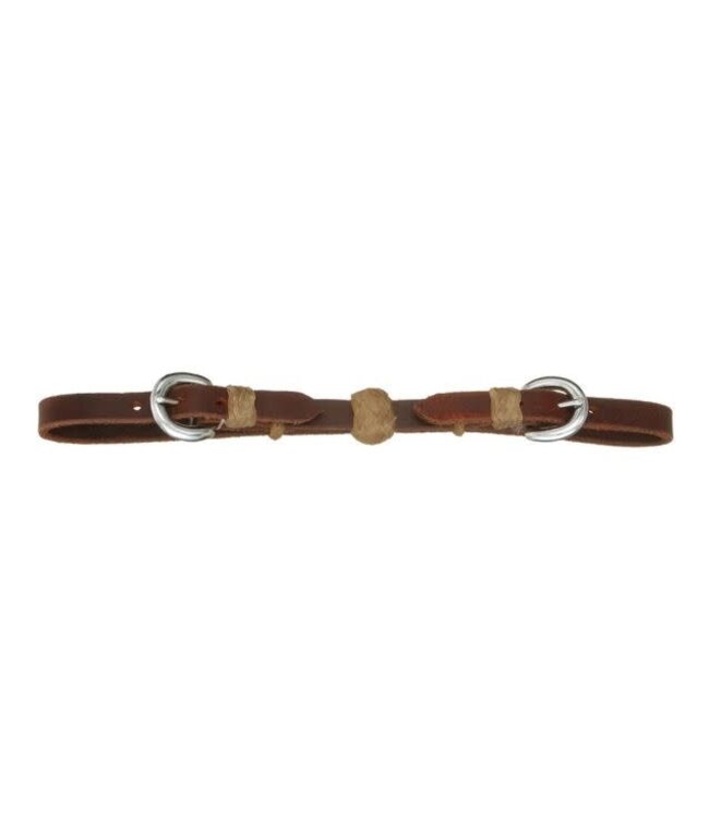 52-580 ROYAL KING LEATHER CURB STRAP WITH RAWHIDE BALL