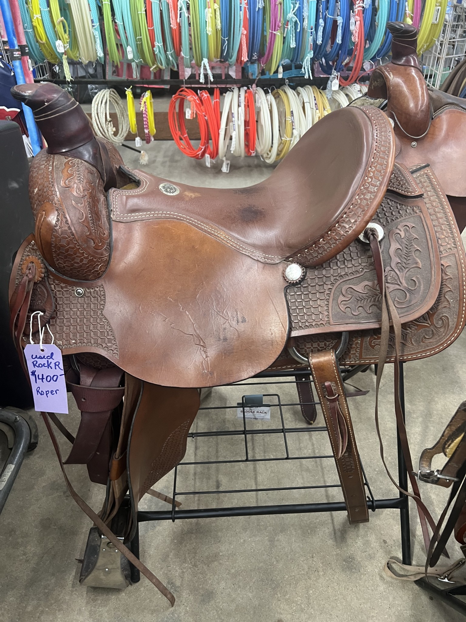 16.5 Used Rocking R Roping Saddle - A Bit of Tack