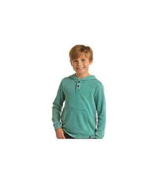 Rock & Roll BB94T02088 ROCK & ROLL BOY'S WASHED TERRY HOODIE PEACOCK