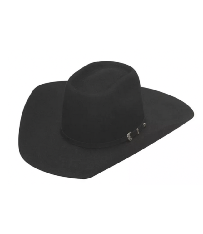 T7535001 TWISTER ROWDY 3X BLACK WOOL COWBOY HAT