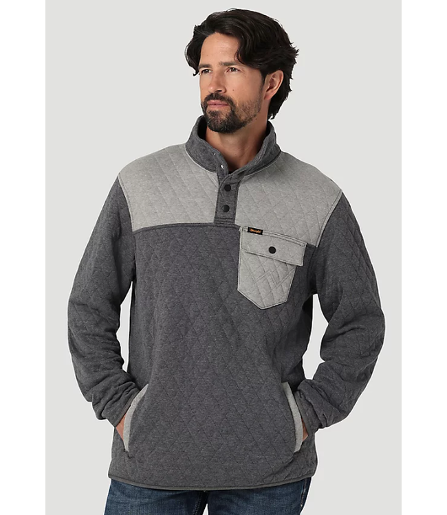 112337128 WRANGLER MEN'S QUARTER SNAPS QUILTED PULLOVER JACKET IN CAVIAR