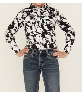 Cowgirl Hardware 425585-010 COWGIRL HARDWARE ALL OVER COWPRINT BUTTON DOWN SHIRT