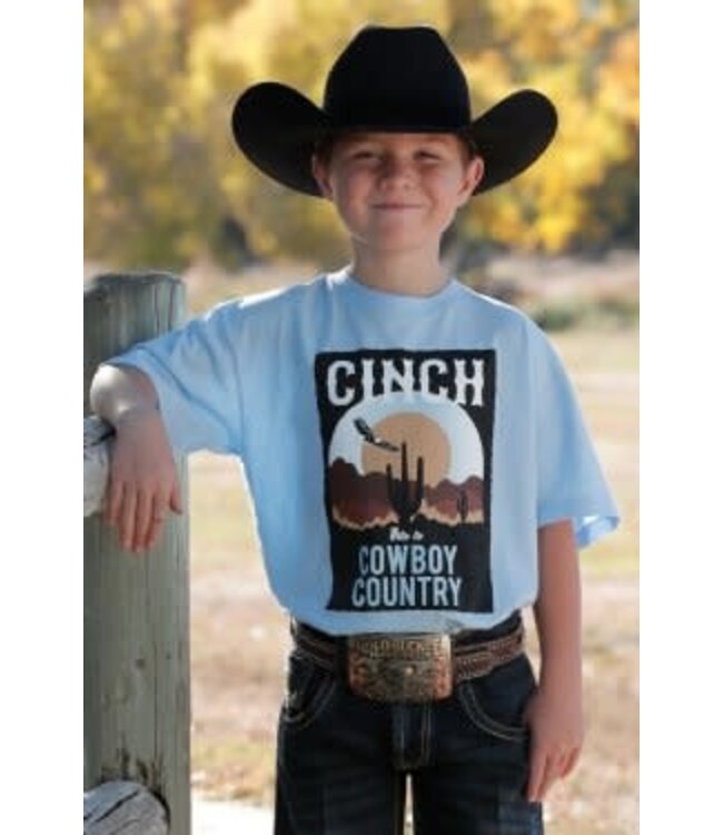 MTT7670133 CINCH BOY'S "THIS IS COWBOY COUNTRY" TEE - LIGHT BLUE