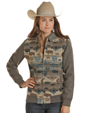 Powder river DW92C01474 POWDER RIVER WOMEN'S BUFFALO WOOL BOMBER JACKET