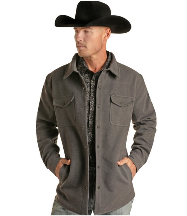 BM92C01934 ROCK & ROLL MEN'S CHARCOAL SOLID SHIRT JACKET