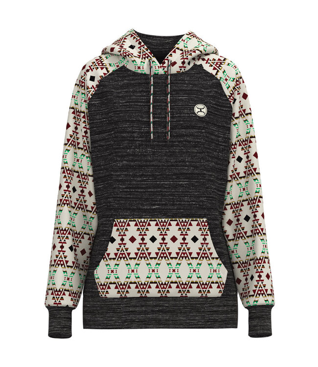 HH1198CHAZ HOOEY "SUMMIT" CHARCOAL HOODY WITH AZTEC PATTERN