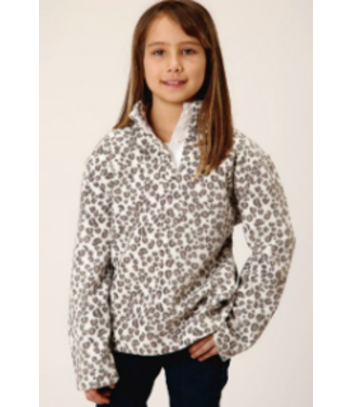 Roper 03-298-0250-6182 ROPER GIRL'S SNOW LEOPARD PRINT FLEECE PULLOVER