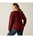 10047370 ARIAT WOMEN'S TERRY HENLEY SWEATSHIRT OXBLOOD RED