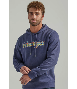 Wrangler 112339643 WRANGLER MEN'S MULTICOLOR LOGO PULLOVER HOODIE IN DENIM HEATHER