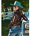 C02-100664 COWGIRL TUFF PULLOVER BUTTON UP BROWN SHIMMER
