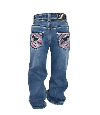 Cowgirl Hardware 802172-451 COWGIRL HARDWARE TODDLER PINK HORSE EMBOSSED JEANS