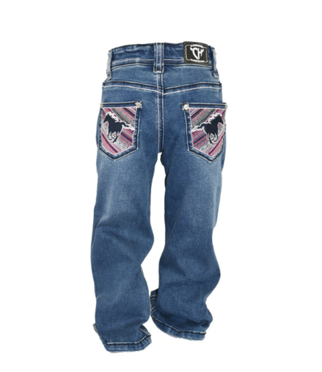 802172-451 COWGIRL HARDWARE TODDLER PINK HORSE EMBOSSED JEANS