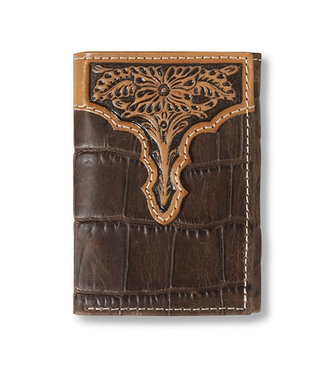 Ariat A3552902 ARIAT TRIFOLD CROC FLORAL EMBOSSED WALLET