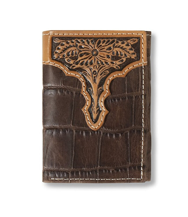 A3552902 ARIAT TRIFOLD CROC FLORAL EMBOSSED WALLET