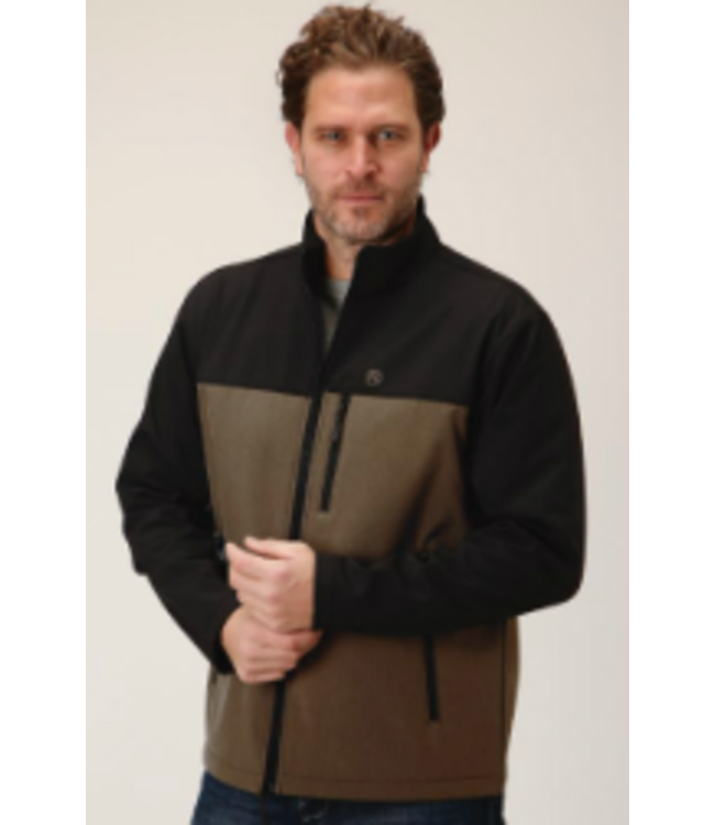 03-097-0780-0620 ROPER MEN'S BROWN/BLACK COMBO SOFT SHELL JACKET