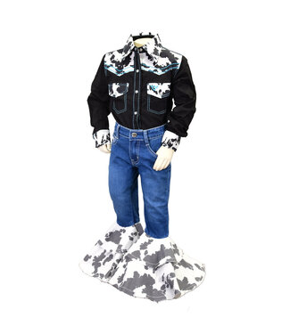 Cowgirl Hardware 802165-450 COWGIRL HARDWARE TODDLER COW RUFFLE BELL BOTTOM JEANS