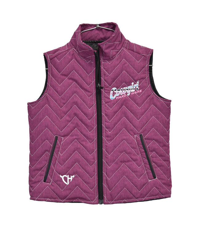 886270-171 COWGIRL HARDWARE TODDLER QUILTED VEST- BERRY