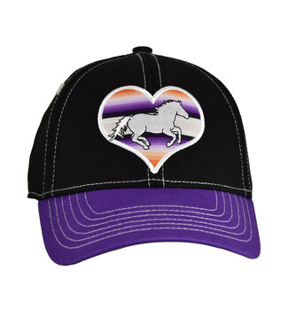 Cowgirl Hardware 801617-010 COWGIRL HARDWARE YOUTH SERAPE HEART HORSE BLACK/PURPLE CAP