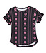 455359-010 COWGIRL HARDWARE STRIPED AZTEC BELL SLEEVE TOP BLACK/PINK