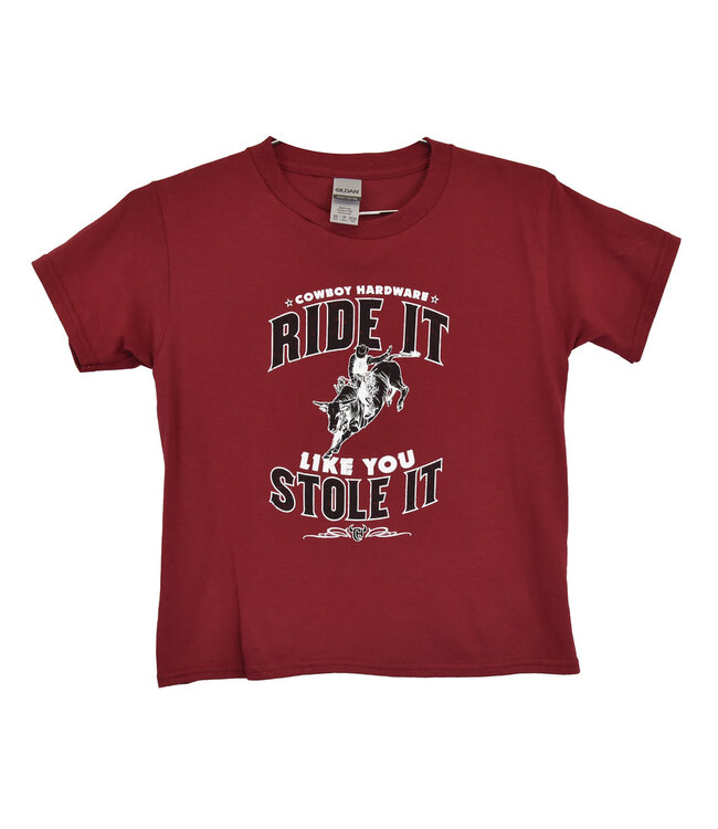 330668-210 COWBOY HARDWARE RIDE IT LIKE YOU STOLE IT RED TEE
