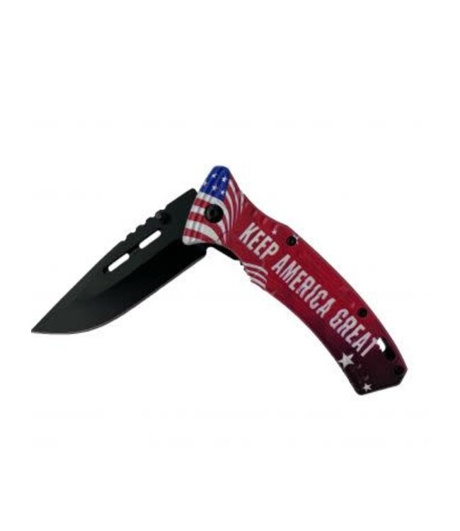 KS1972-KAG RED TACTICAL SPRING ASSIST AMERICAN FLAG KNIFE
