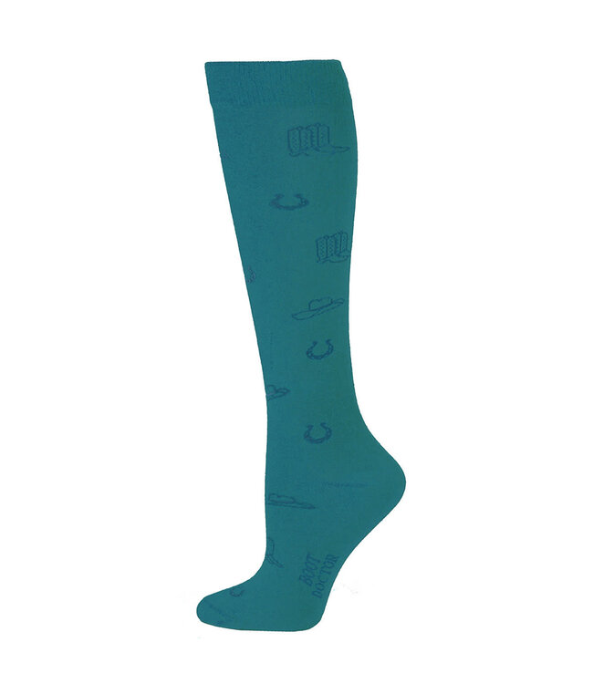 0416633 BOOT DOCTOR WOMEN'S WESTERN TURQUOISE OVER THE CALF SOCKS