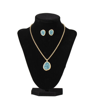 SILVER STRIKE TURQUOISE STONE EARRING & NECKLACE SET