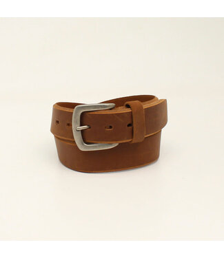 Ariat BEVELED EDGE EMBROIDERED LOGO BROWN LEATHER BELT