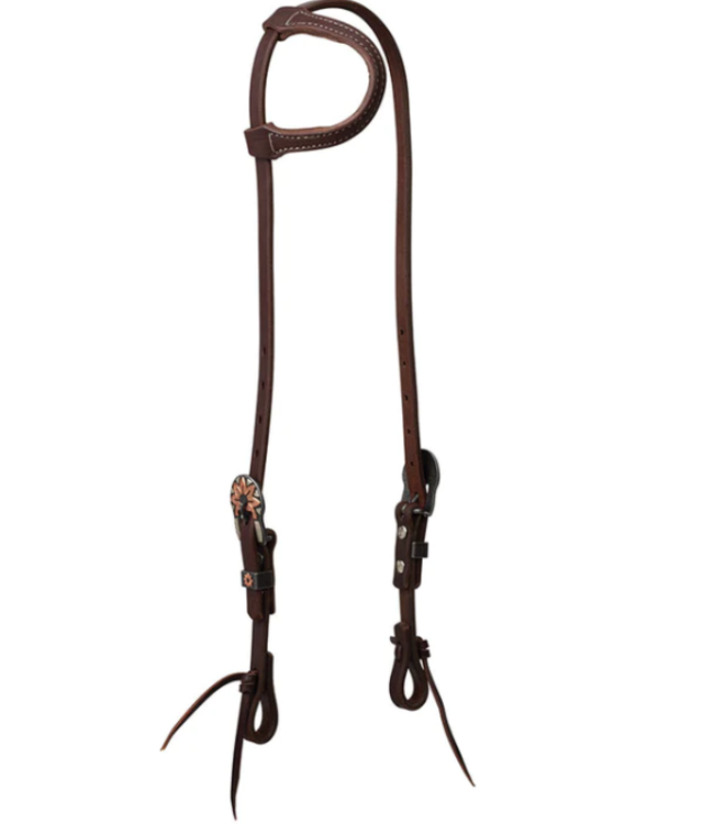 WEAVER WORKING TACK SLIDING EAR WITH FLOWER BUCKLES HEADSTALL